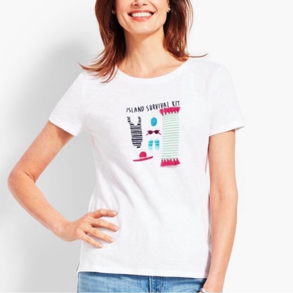 TALBOTS | Cotton Island Survival Kit Embellished Tshirt
